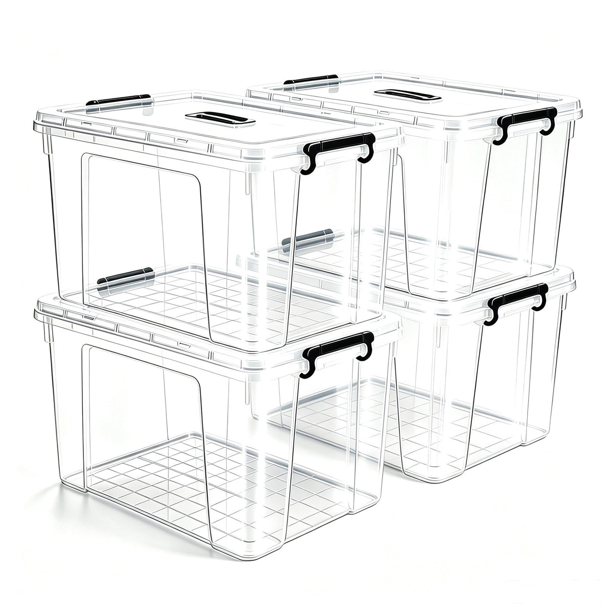 90 QT Plastic Storage Bins with Lids - 4 Pack, Heavy-Duty