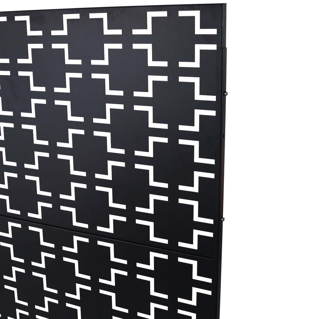 Black Metal Room Divider Privacy Screen with Rust-Resistant Finish