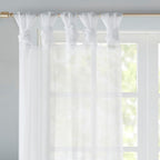 Twist Tab Voile Sheer Window Pair with Twisted Tab Tops - White