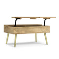 Handcrafted Lift Top Coffee Table with Storage - Light Brown