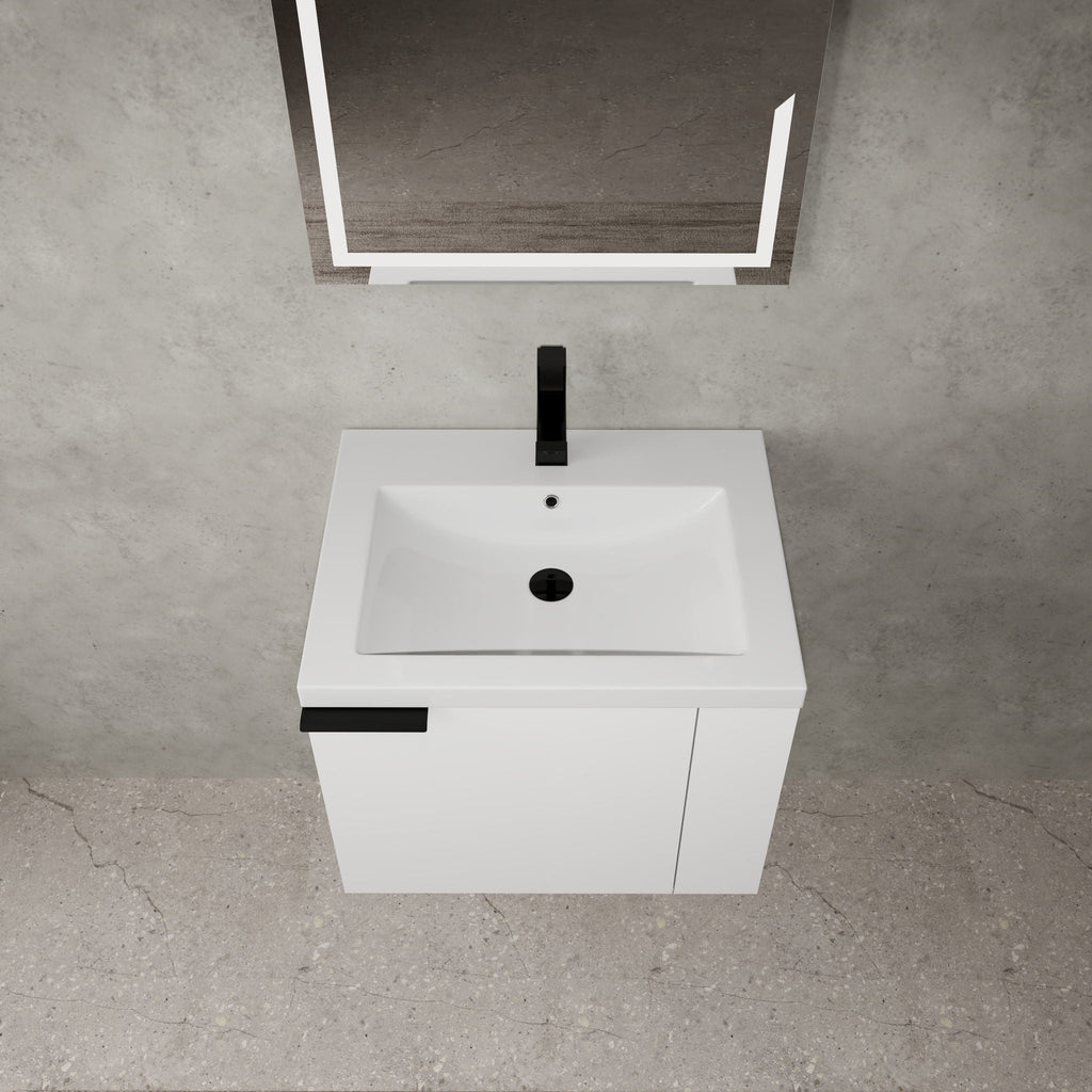 Modern Bathroom Vanity with Side Storage - Light Brown or White