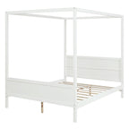 Canopy Platform Bed with Headboard and Footboard, Slat Support Leg - Queen