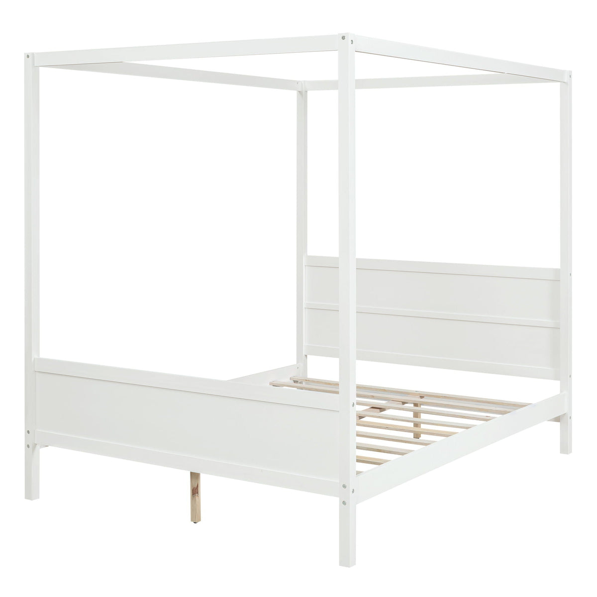 Canopy Platform Bed with Headboard and Footboard, Slat Support Leg - Queen
