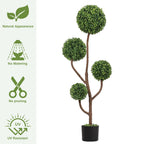 4ft Tall Artificial Boxwood Topiary Tree with Sturdy Planter - Green