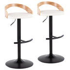 Adjustable Swivel Barstool Set with T Footrest - White or Black