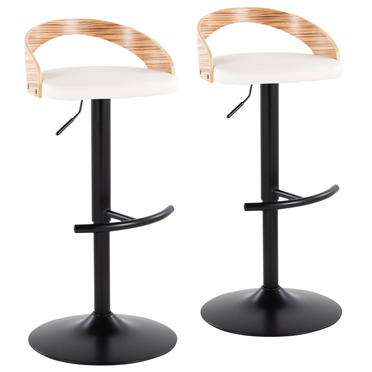 Adjustable Swivel Barstool Set with T Footrest - White or Black