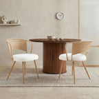 Wicker Dining Chairs - 2-Piece Set with Cushioned Cane Back - Brown