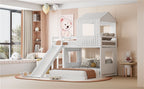 Loft Bunk Bed With Playhouse, Slide, and Guardrails - Twin Over Full