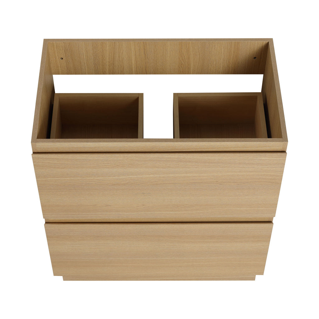 Modern Freestanding Bathroom Vanity Cabinet with Double Drawer - Light Brown or Dark Brown