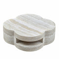 Marble Clover Round Coffee Table with Open Storage
