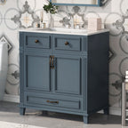 Bathroom Vanity with Sink and Storage Cabinet - White, Blue, or Dark Green