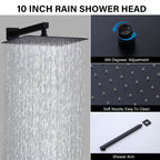 Modern 10" Wall Mounted Rainfall Shower Head System with Handheld Shower - Gold or Black