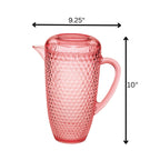 Diamond Cut Unbreakable Plastic Water Pitcher with Lid - Blue or Pink