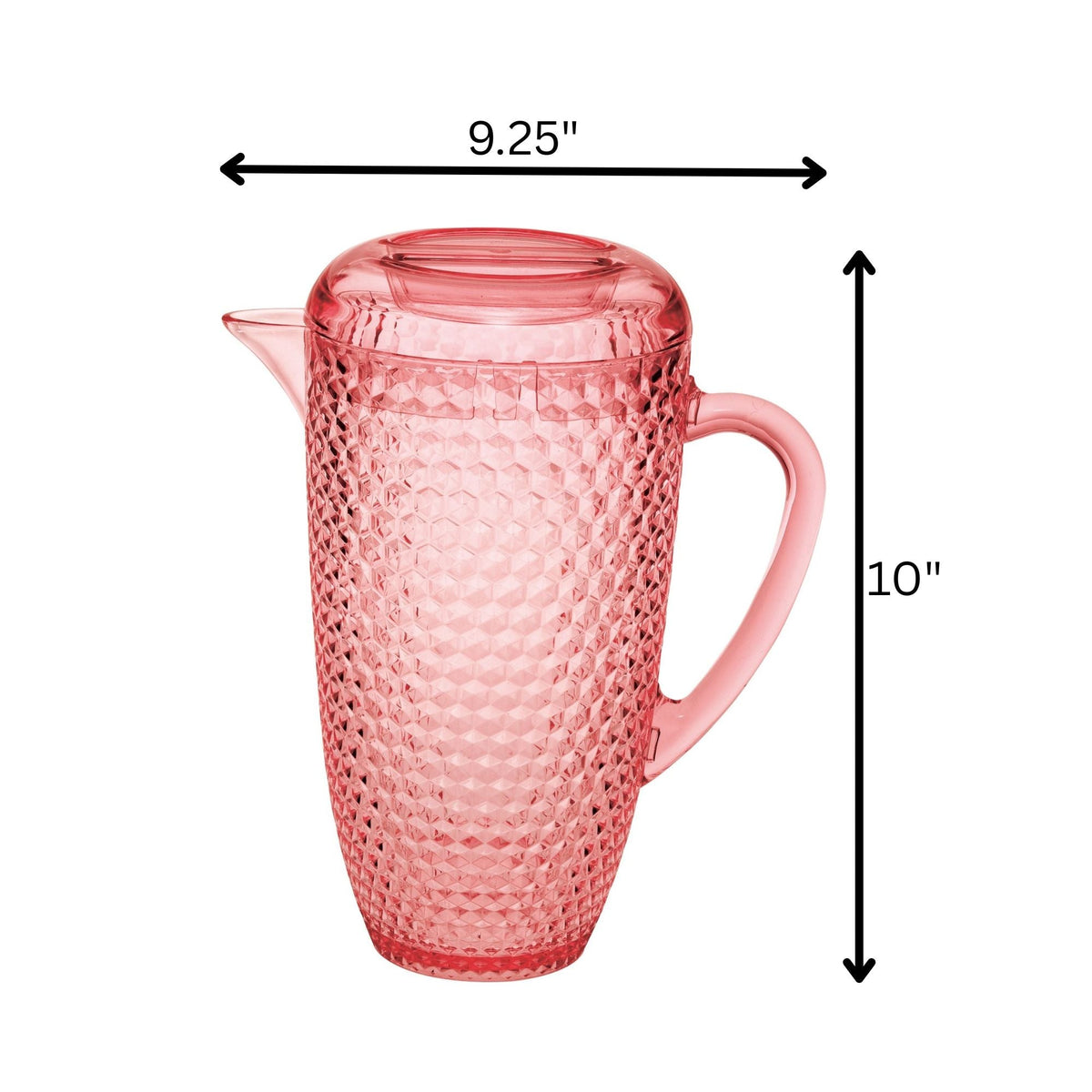 Diamond Cut Unbreakable Plastic Water Pitcher with Lid - Blue or Pink