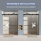 Dual Sliding Frameless Shower Door with Silent Soft-Close Design - Matte