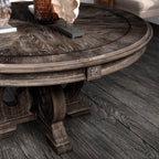 Elegant Round Dining Set with Upholstered Chairs - Dark Brown or White