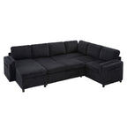 Convertible U-Shaped Sectional Sofa Bed with USB Ports and Storage – Black, Dark Gray, Blue