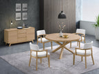 Light Brown 5 Piece Dining Room Set with Round Table and Matching Chairs