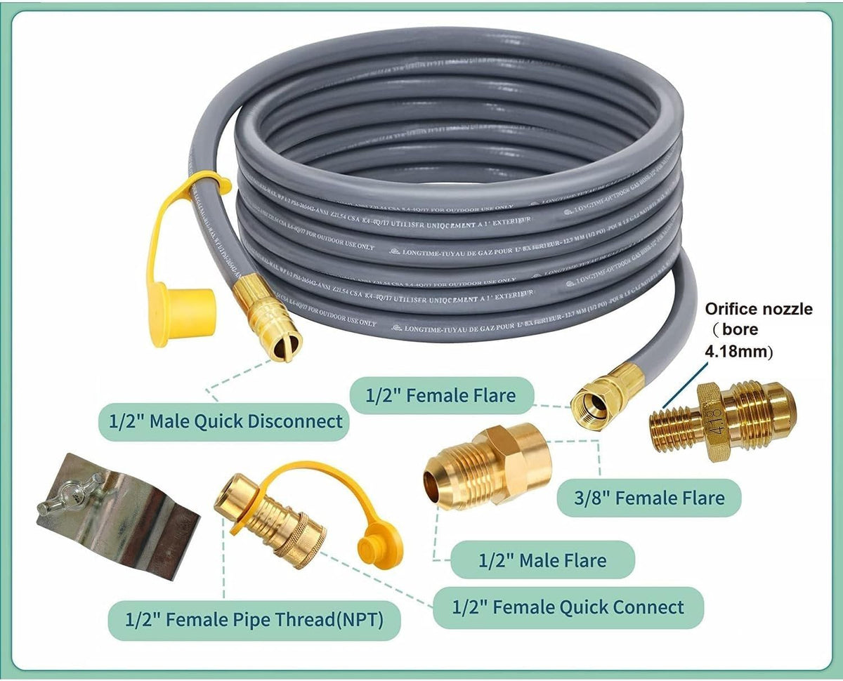 Medium Gray Gas Conversion Kit with Quick Connect Hose for Fire Pits
