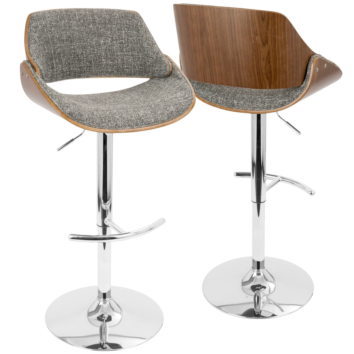 Mid Century Modern Adjustable Barstool Set with Swivel - Dark Gray or Light Blue