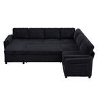 Convertible U-Shaped Sectional Sofa Bed with USB Ports and Storage – Black, Dark Gray, Blue