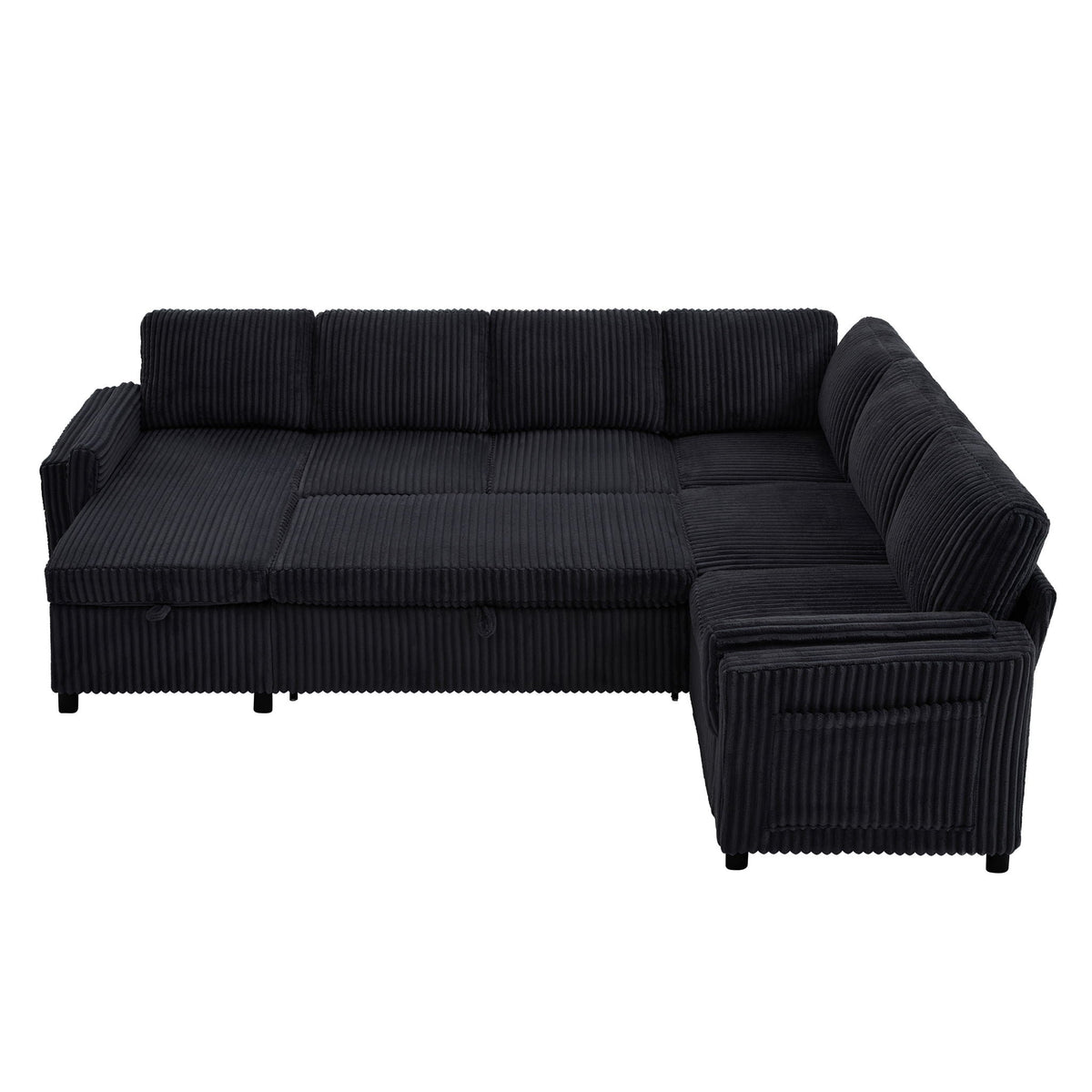Convertible U-Shaped Sectional Sofa Bed with USB Ports and Storage – Black, Dark Gray, Blue