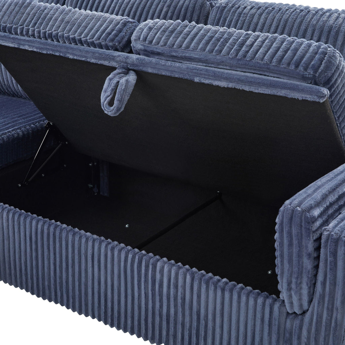 Convertible U-Shaped Sectional Sofa Bed with USB Ports and Storage – Black, Dark Gray, Blue