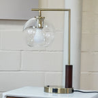 Gold Desk Lamp with Glass Globe Shade - Villa