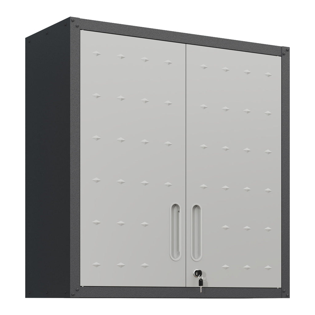 Metal Wall Mounted Tool Storage Cabinet with 2 Locking Doors and Adjustable Shelf - Gray or Black