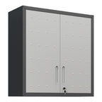 Metal Wall Mounted Tool Storage Cabinet with 2 Locking Doors and Adjustable Shelf - Gray or Black