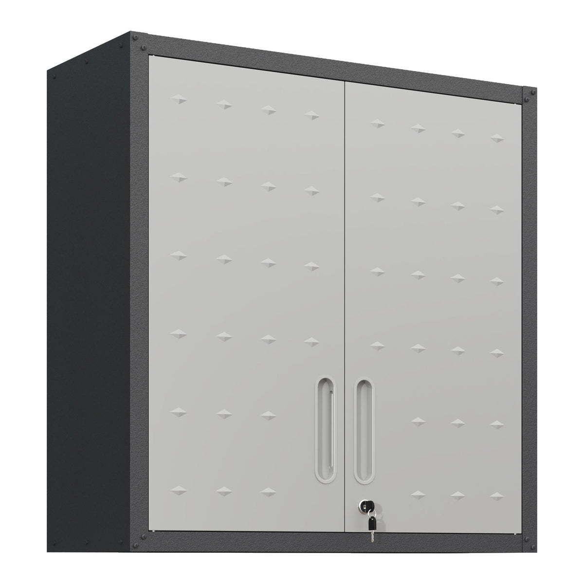 Metal Wall Mounted Tool Storage Cabinet with 2 Locking Doors and Adjustable Shelf - Gray or Black