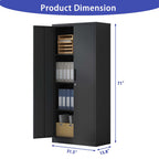 Heavy Metal Garage Storage Cabinet with Locking Doors - Black or White