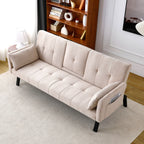 Foldable Sofa Bed with Cup Holder and Solid Wood Frame - Multiple Colors