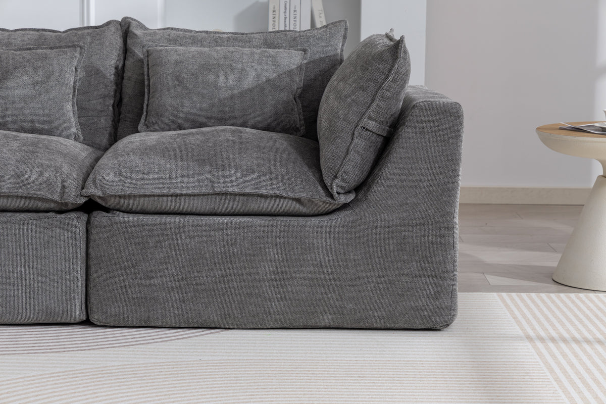 Cloud Couch Oversized Modular Sectional Sofa with Modular Design - Light Waffle Fabric