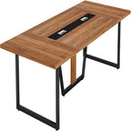 Conference Table for 8–10 People with Cable Management - Brown / Black