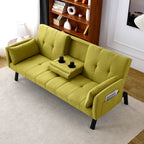 Sofa Bed with Foldable Design and Cup Holder - Green