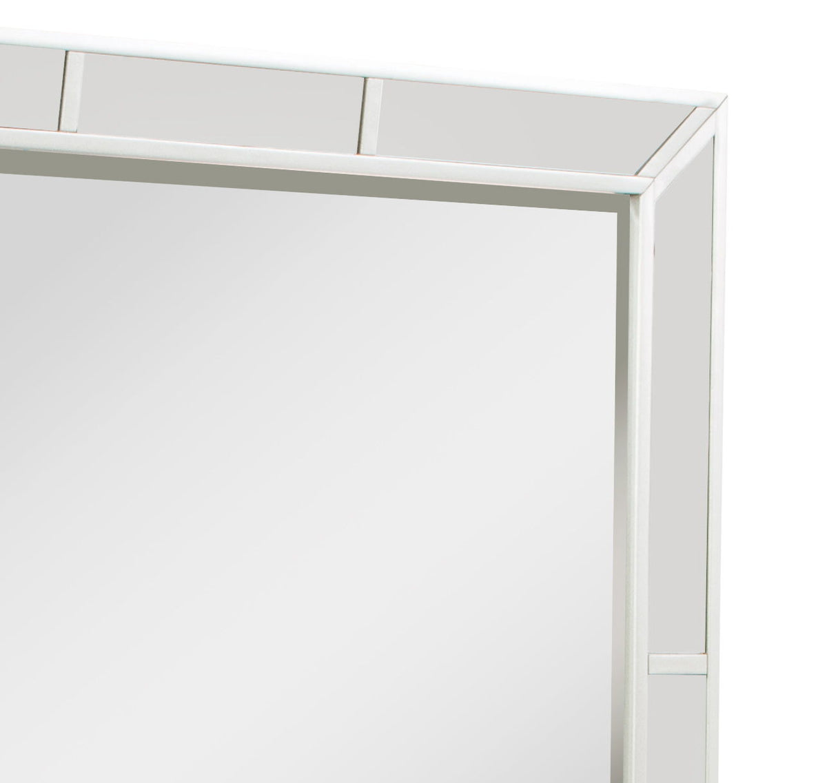 Elegant Contemporary Mirror with Framed Accents – Pearl Silver or White
