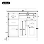 36" Bathroom Vanity with Ceramic Sink and Ample Storage - Blue Gray, Black, White