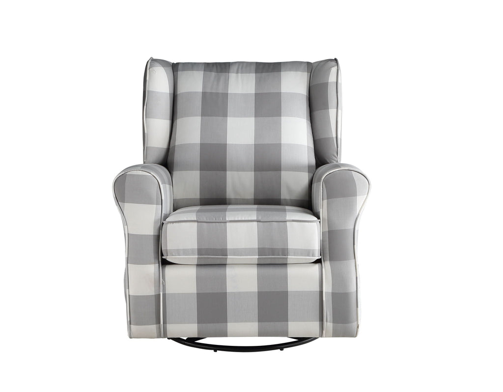 Gray and White Swivel Glider Chair with Side Pocket - Patli Collection