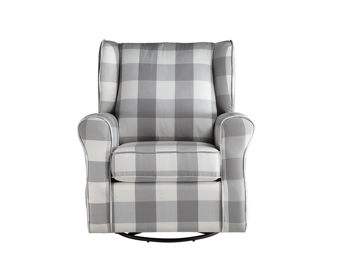 Gray and White Swivel Glider Chair with Side Pocket - Patli Collection
