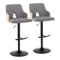 Contemporary Adjustable Barstool Set with Swivel and Rounded T Footrest - Gray or White