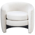 White Lounge Chair with Boucle Upholstery - Fully Padded Back