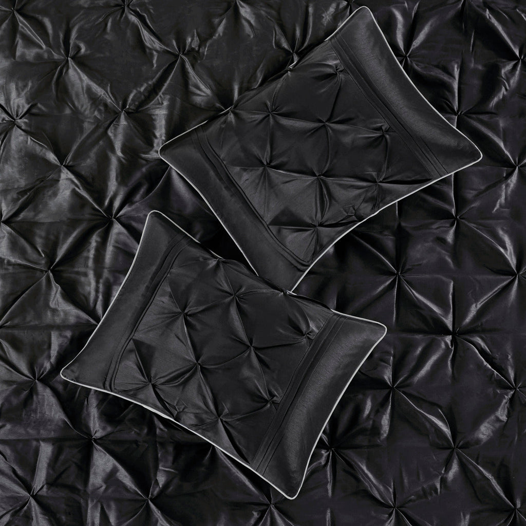 7 Piece Tufted Comforter Set Black Queen