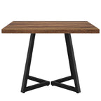 Square Dining Compact Kitchen Table with Industrial Metal Frame - Brown / Black