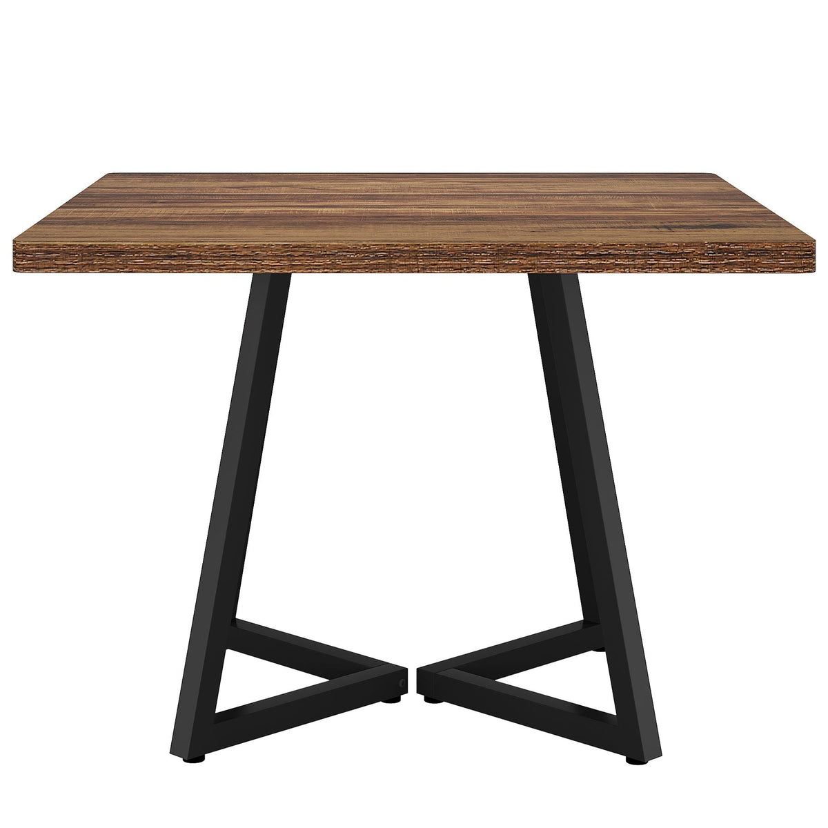 Square Dining Compact Kitchen Table with Industrial Metal Frame - Brown / Black