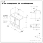 Deluxe Laundry Cabinet with Pull-Out Faucet and Stainless Steel Sink - White