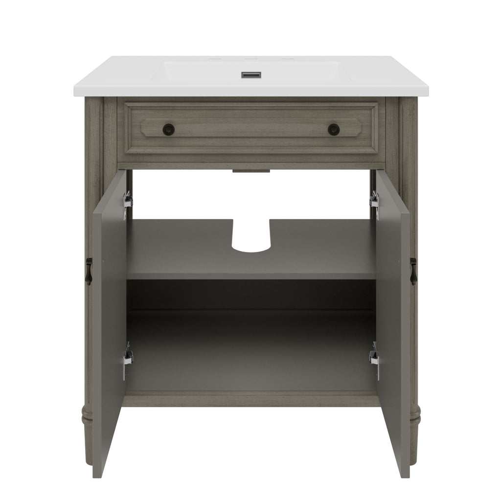 Vintage Bathroom Vanity With Sink and Soft-Close Doors - Dark Gray or White