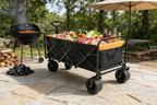 Large Capacity Folding Outdoor Wagon Cart with Extender - Black & Orange