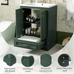 Modern Bathroom Vanity with Ceramic Sink Combo and Storage Cabinet - Multiple Colors