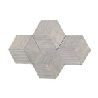 Hexagon Natural Stone Marble Decorative Tile Set with 3D Fluted Texture - Gray or White
